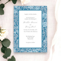  Soft Dusty Blue Elegant Floral Motif