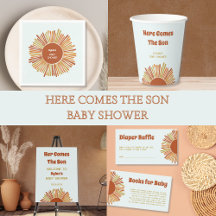 Here Comes The Sun Retro Baby Shower Boho Sun