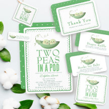Two Peas in a Pod Twins Green Doodle Baby Shower