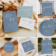 OLIVER BABY Modern Dusty Blue Minimalist Boho