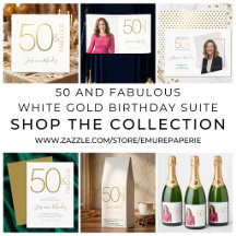 White Gold Elegant Minimalistic 50th Birthday Kit