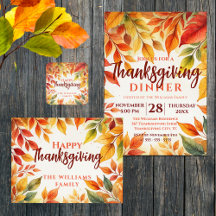 Elegant Watercolor Fall Leaves Border Thanksgiving