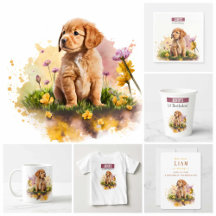 Spring Watercolor Puppy - Birthday Party and Gifts