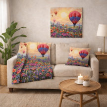 Colorful Hot Air Balloon Wildflower Home Decor