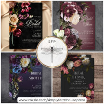 Dark Moody Floral Bridal Shower Invitations