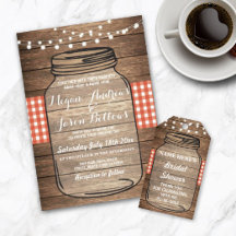 Red Gingham Wood & Jar