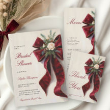 Christmas Elegant Burgundy Bow Bridal Shower