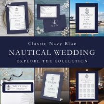 Nautical Anchor Classic Navy Blue White Wedding 