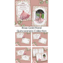 Rose Gold Glitter Floral Sparkle Quinceanera