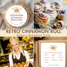 Retro Cinnamon Roll Logo Bakery Branding Suite