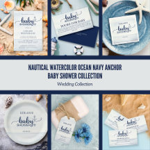 Nautical Watercolor Ocean Navy Anchor Baby Shower