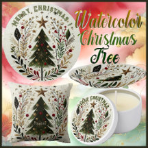 Greenery Watercolor Christmas Tree Botanical Suite