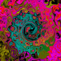 Trippy Turquoise Abstract Retro Liquid Swirl