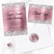 Silver Glitter Light Pink Foil Adult Birthday