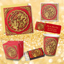 Dragon Phoenix Red Gold Chinese Wedding