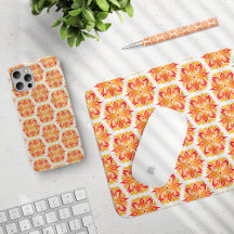 Orange Abrstract Tribal Flowers Collection