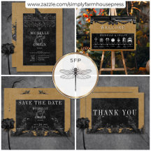 Gothic Black Raven & Black Roses Gold Wedding