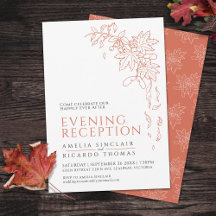 Fall maple leaves berries line art wedding