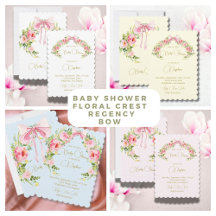 Watercolor Bow  Floral Baby Shower