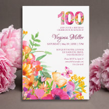 100th Birthday Floral 100 Years Butterfly Party