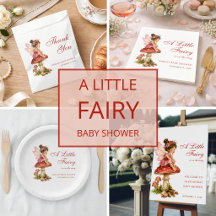A Little Fairy on a Mushroom Cute Baby Girl Shower
