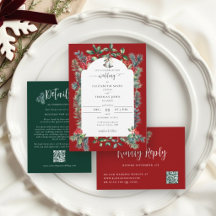 Rustic Winter Berries Green Red Wedding