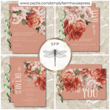 Vintage Rustic Rust & Peach Peonies Wedding