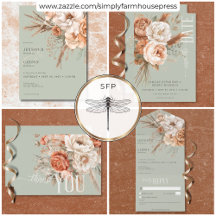 Boho Terracotta Peach & Cream Green Wedding