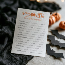 Orange & Black Halloween Fun Game Cards 