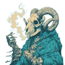 Occult Smoking Ram Skull Art Collection
