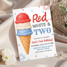 Red White and Two Ice Cream Birthday Collection