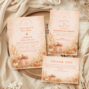 Save The Date Mariage d'automne à la citrouille à ruban coquette