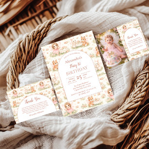 Rosa fantastische Feen-Geburtstag Dankeskarte