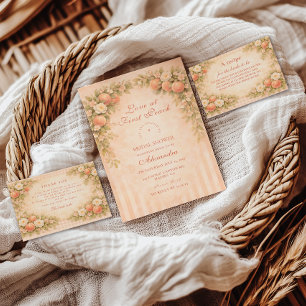 Pfirsich- und Blüten-Eleganz Brautparty Dankeskarte