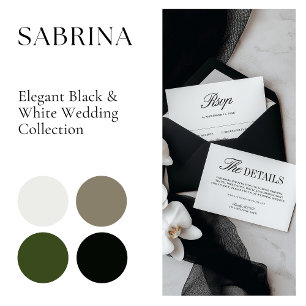 Elegante schwarze und weiße Hochzeitsplatzkarte Tischnummer