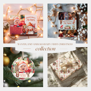 Foto Woodland Animals Erste Weihnachtszeit Geschenkpapier