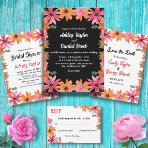 Invitation Elégant Boho Country Roses Floral Mariage de autom