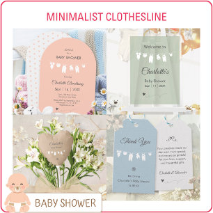 Mint Green Minimalistisch Baby Dusche Einladung