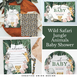 Wild Safari Jungle Animals Baby Shower Paper Plate Pappteller