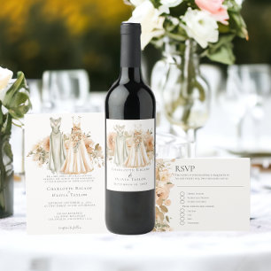 Elegant Gay Wedding Two Brils in Dress Einladung