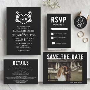 Black Gothic Skeleton Til Death Wedding Foto Save The Date