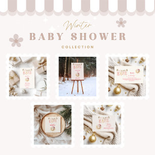 Invitation Baby shower en tissu de Noël rose