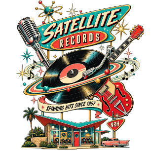 Satellite Records Vintage 1950s Hommes T-shirt Ère