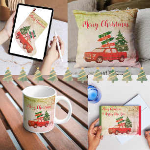 Red Truck Rustic Retro Vintag Frohe Weihnachten Geschenkpapier