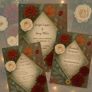 Invitation élégant mariage floral automne enregistrer la date