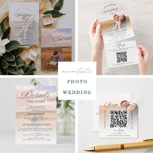 Carte de menu Simple minimaliste Mariage photo