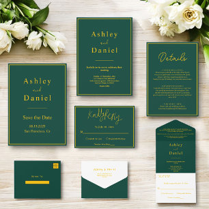 Invitation Tout En Un Minimal Chic Vert Et Gold Classic Mariage Formel