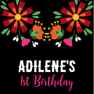 Sticker Rond Fleur noire ethnique Fiesta mexicaine Broderie mex