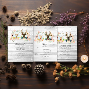 Whimsical Rustic Woodland Forest Deer Wedding Einladung