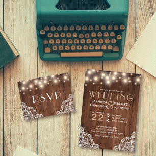 Rustikale Holzwinger-Hochzeit Einladung